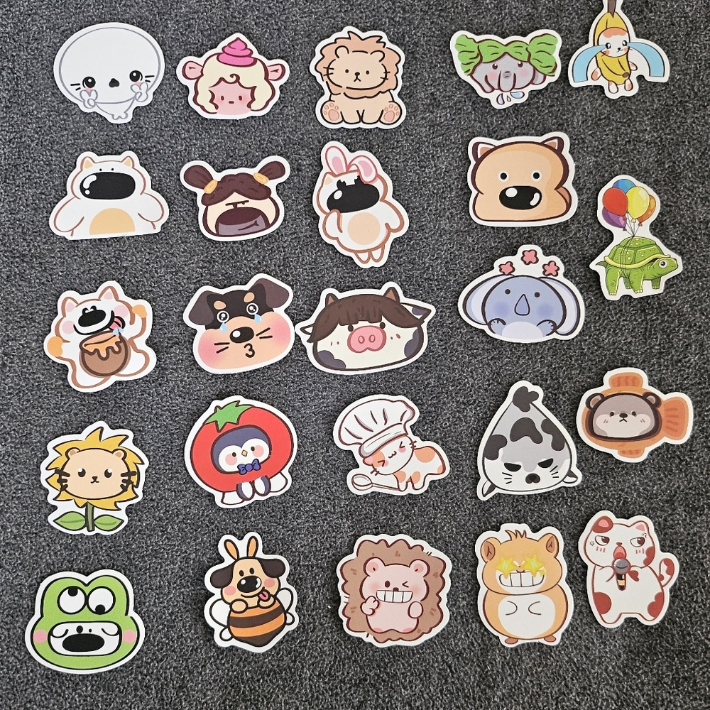 Wacky animal themed stickers, cute funny stickers, 24pc, Journaling,  stationary